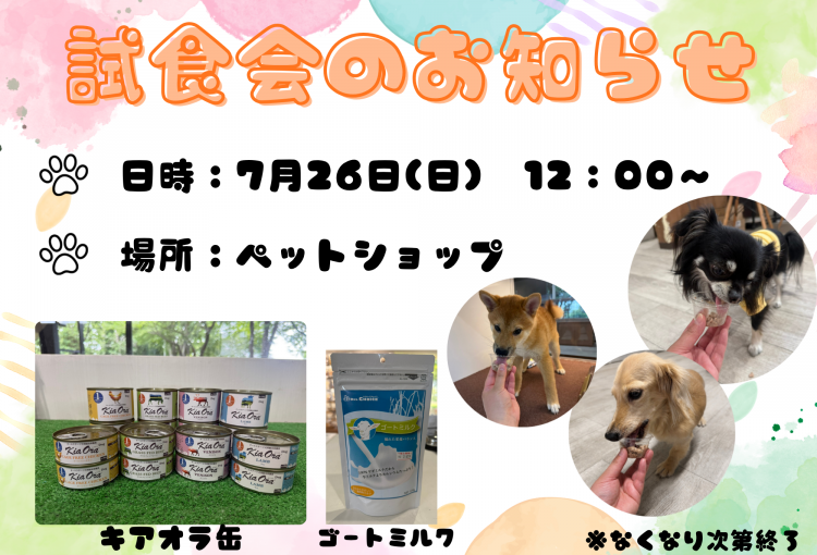 🐶ペットショップ試食会のお知らせ🍴