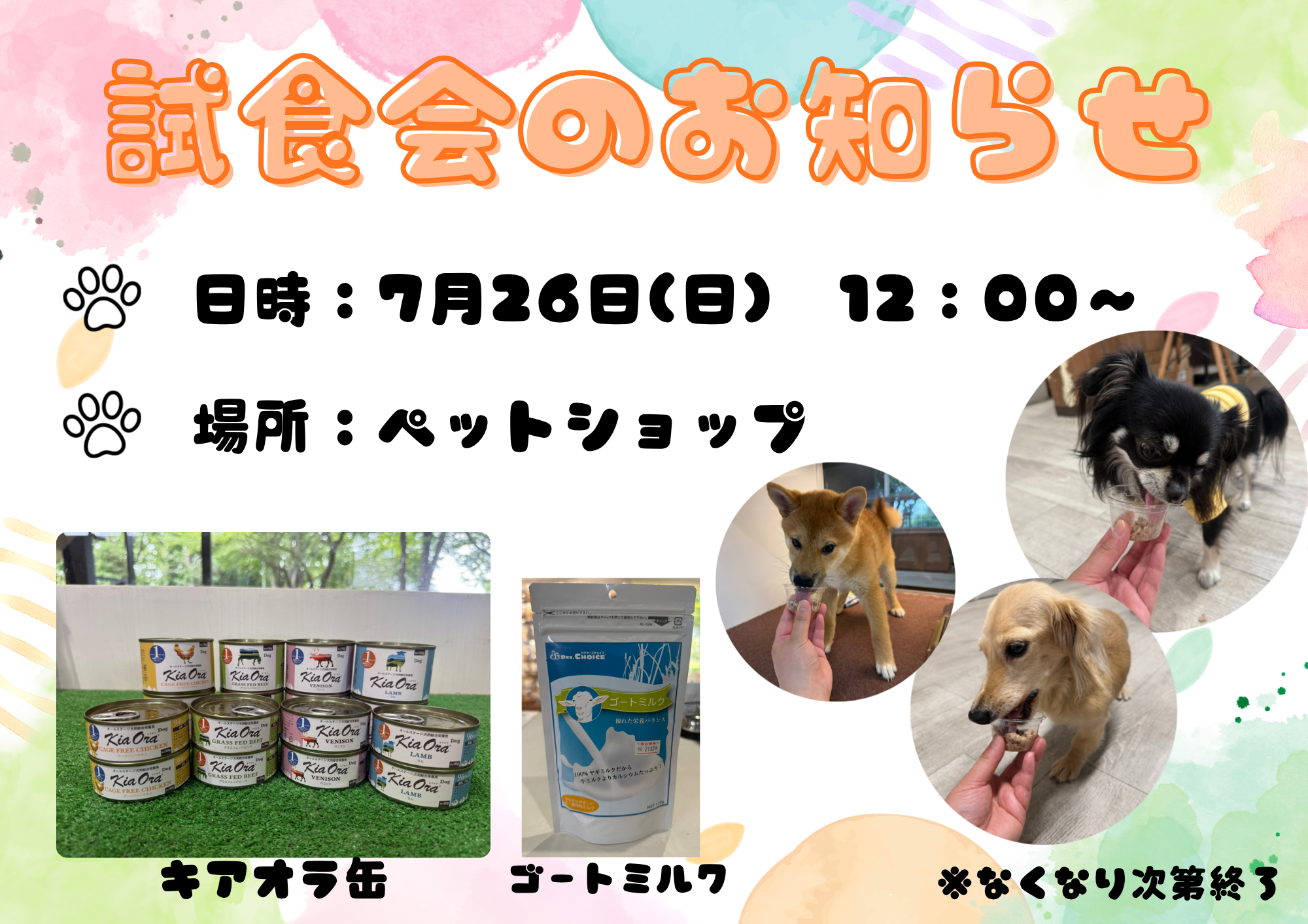 🐶ペットショップ試食会のお知らせ🍴